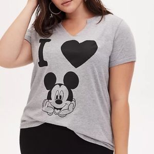NWT DISNEY MICKEY MOUSE HEART GREY JERSEY TOP